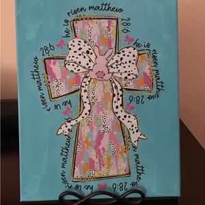 Vibrant Cross Canvas Art with Pastel Accents